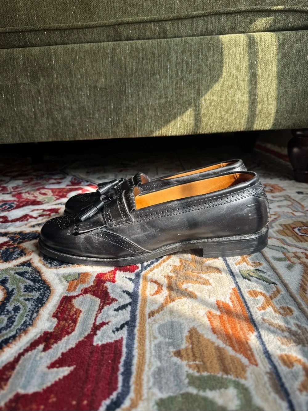 Allen Edmonds Bridgeton Black Leather Tassel Kiltie Loafers Mens 10 D